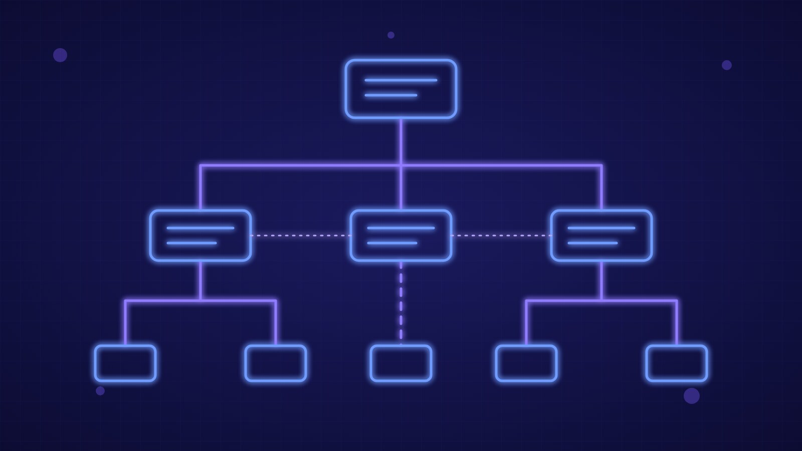 Abstract illustration of a website sitemap with a home page linked to lower-level pages in a tree structure