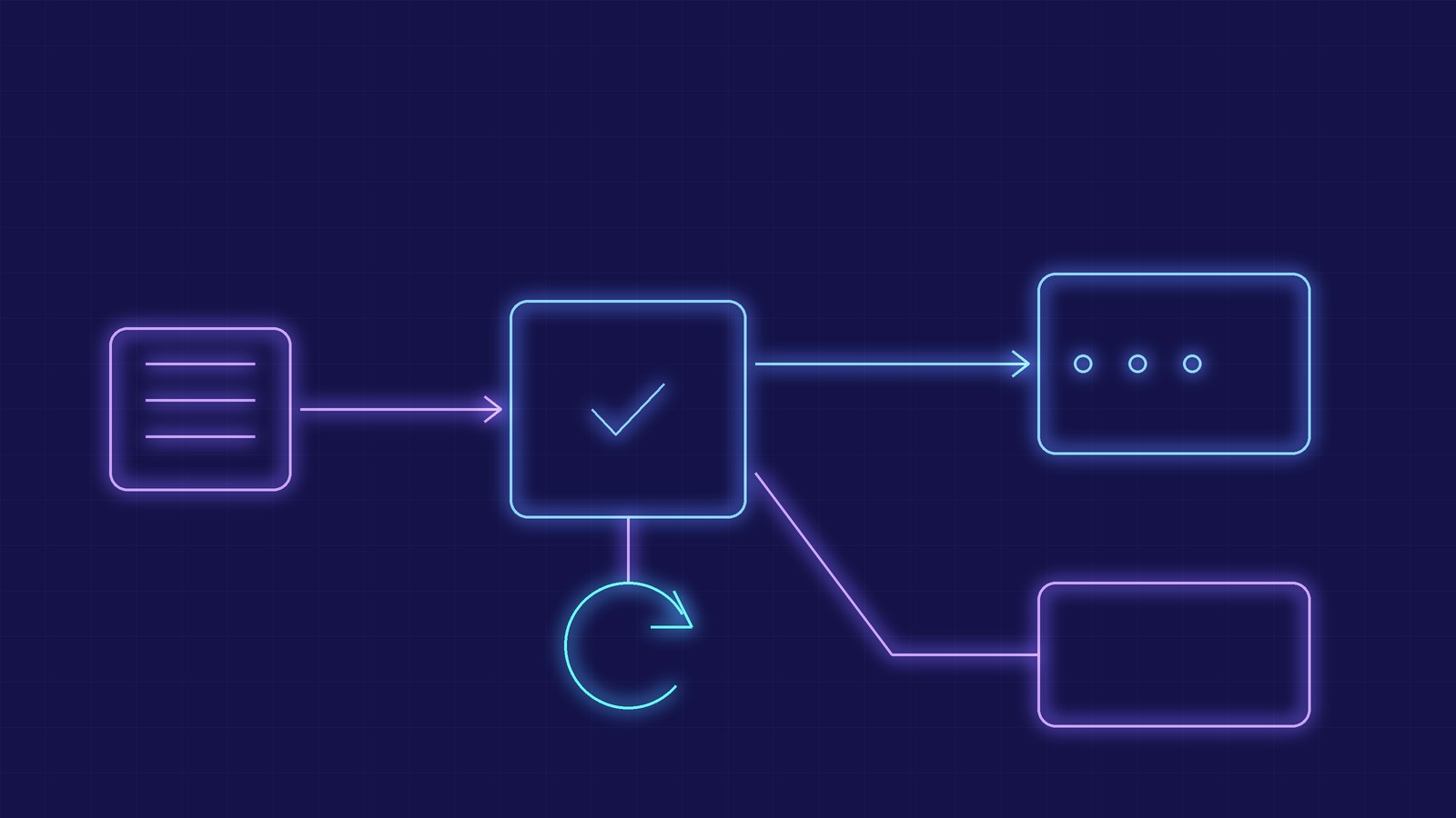 Abstract illustration of API requests to two AI providers with a queue, a retry and a fallback path